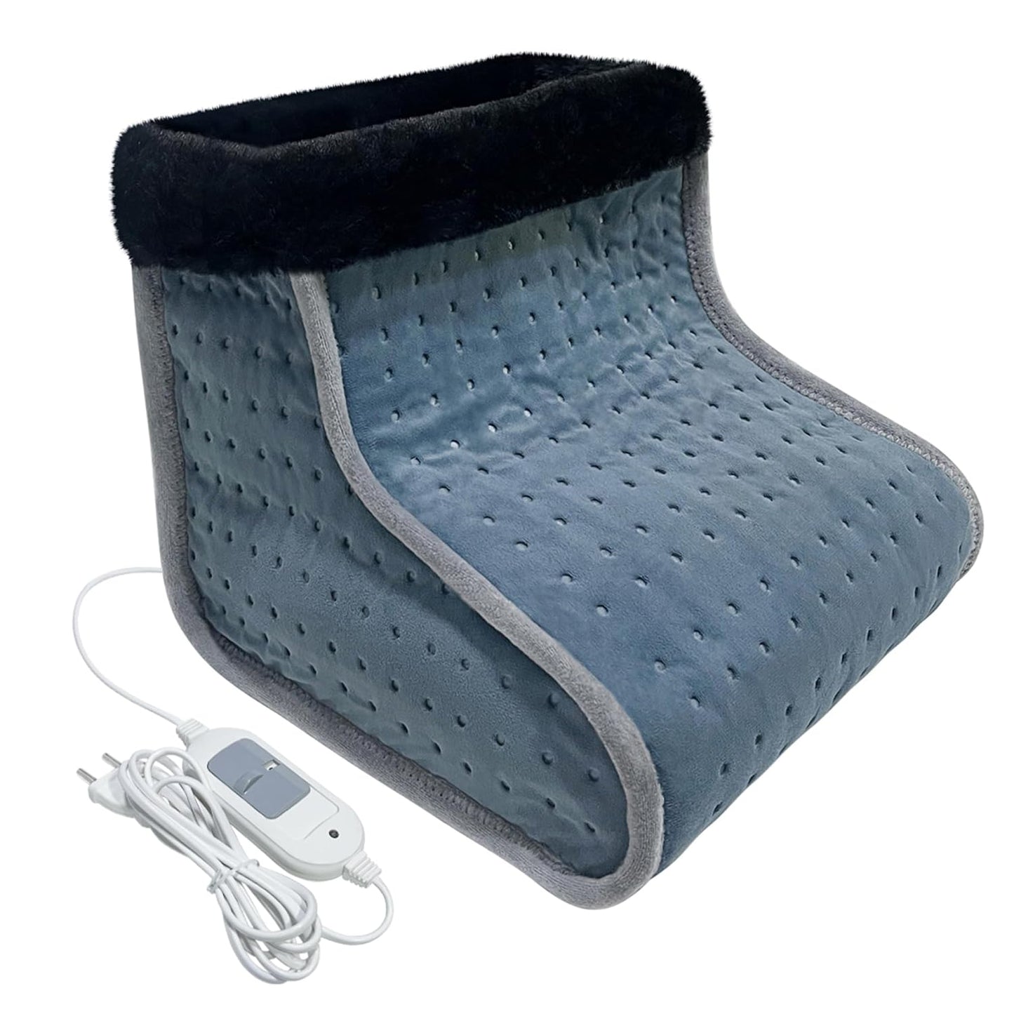 Addmax Electric Foot Warmer – Soft Flannel Heating Pad for Foot Pain Relief & Relaxation | 3 Heat Settings | Fast Heating, Overheat Protection | Universal Size Foot Warmer – Steel Blue