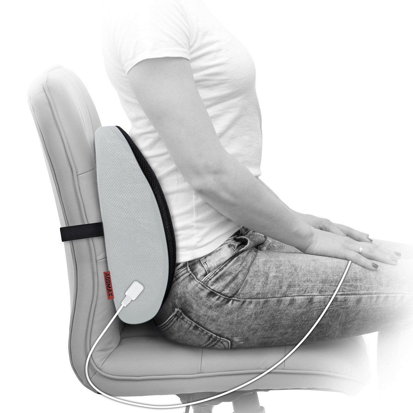 Addmax Heated Lumbar Support Pillow for Office Chair - 3 Adjustable Heat Level Back Support Cushion