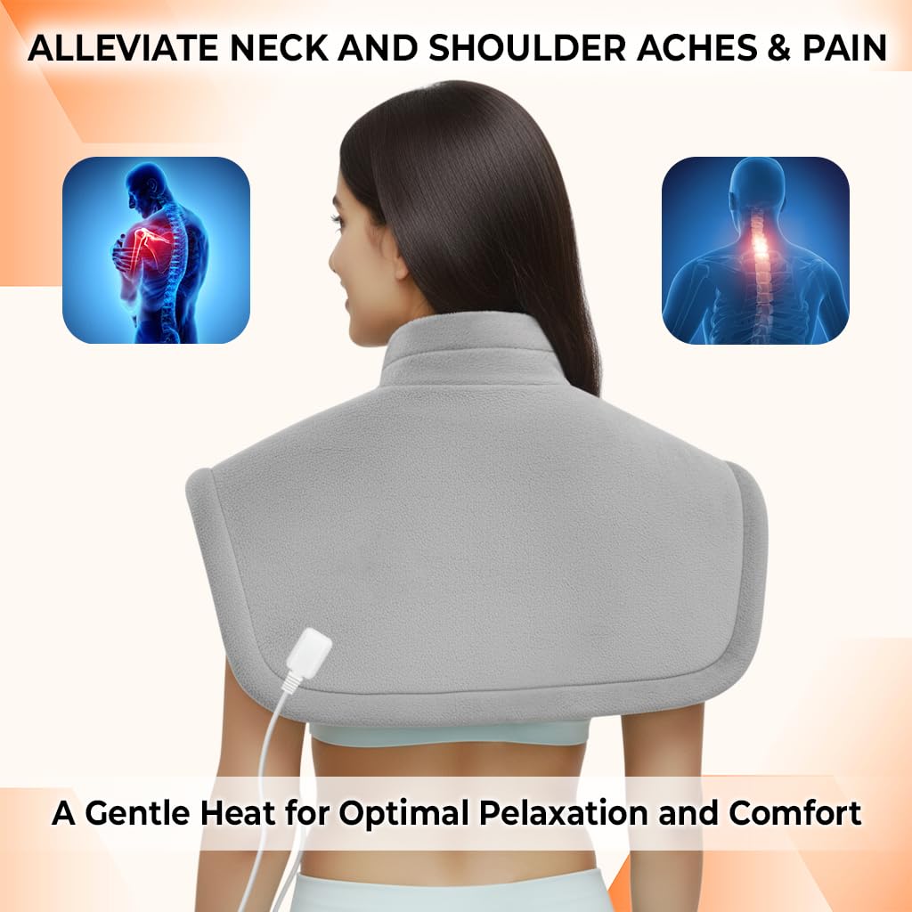 ADDMAX Cervical Heating Pad for Neck & Shoulder Pain Relief | Orthopaedic Heating Belt with 9 Heat Settings & 4 Timer | Electric Heat Therapy Wrap for Muscle Pain, Stiffness & Cervical Support