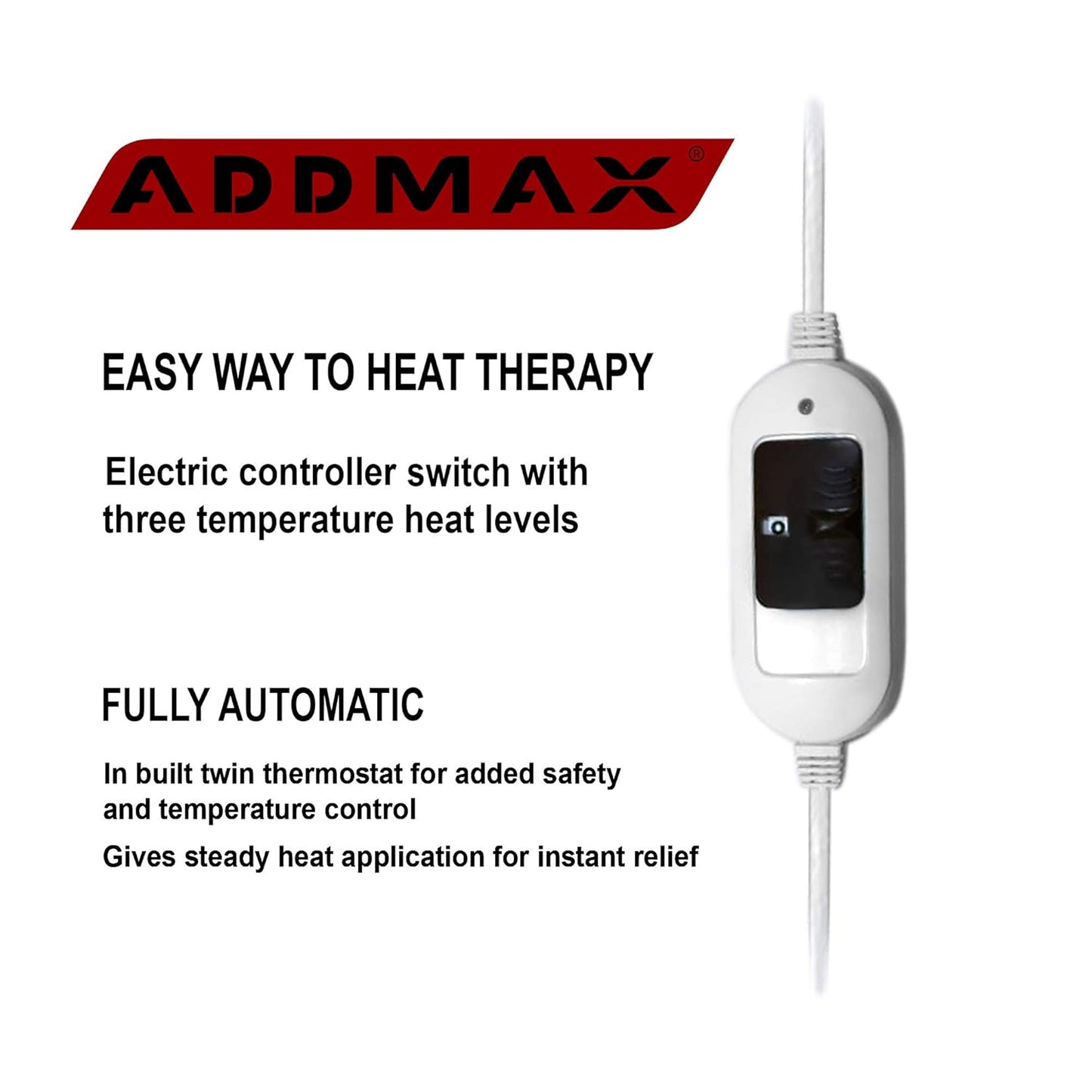 ADDMAX Orthopaedic Electric Heating Belt Lower Back Heat Therapy with 3 Temperature Settings for Pain Relief (Dark Grey Large)