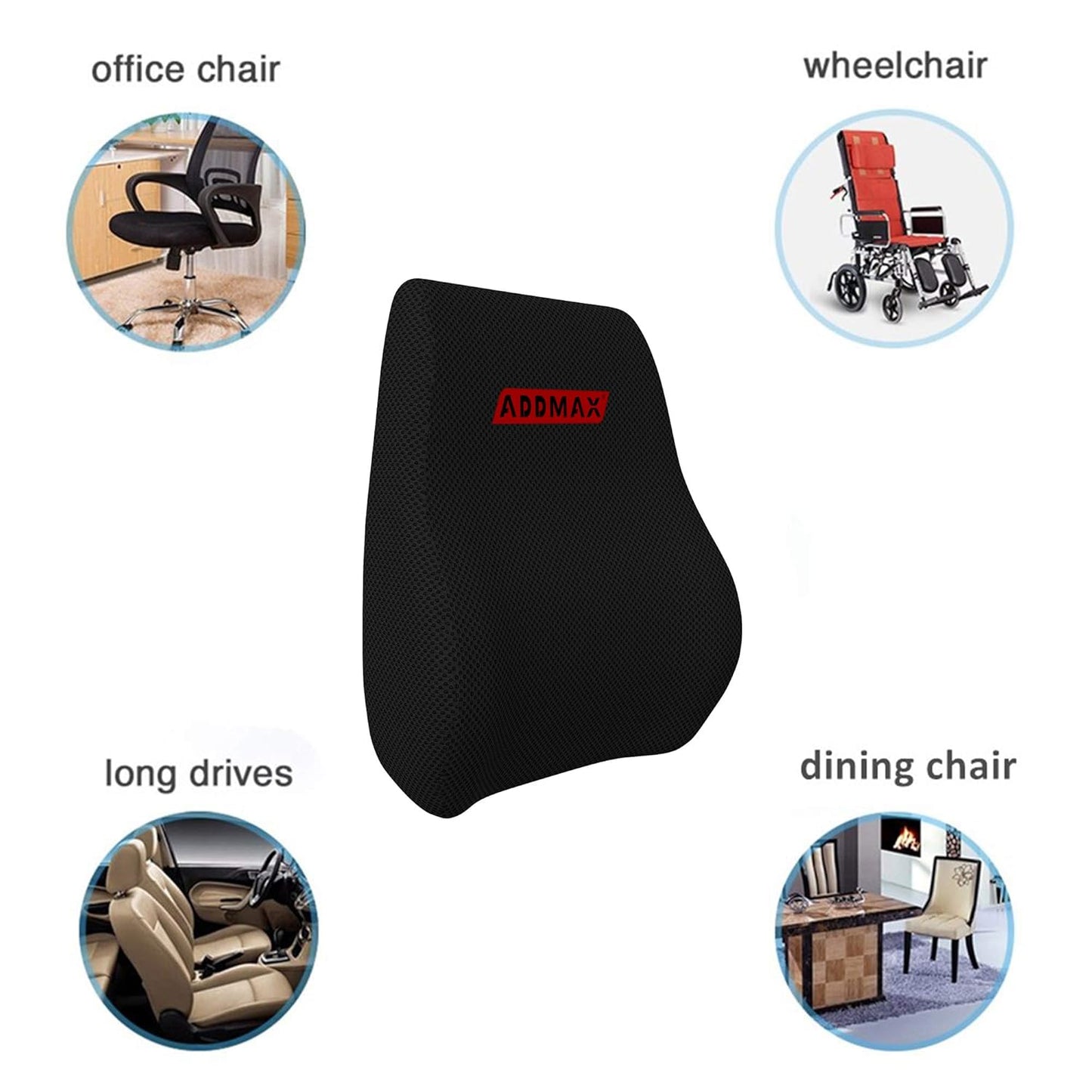 ADDMAX Orthopedic Lumbar Support Pillow Back Cushion with Memory Foam for Alleviates Lower Back Pain,Sciatica Pain Relief