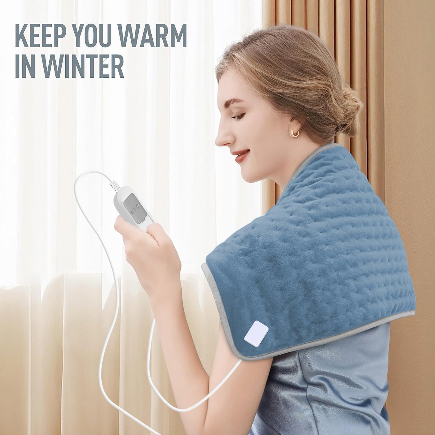 ADDMAX Heating Pad For Lower Back Pain & Period Cramps | XL Size | Analog Remote (Grey)