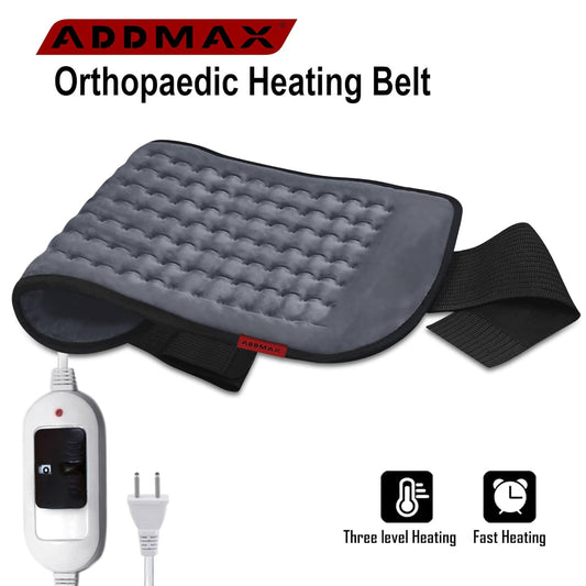 ADDMAX Orthopaedic Electric Heating Belt Lower Back Heat Therapy with 3 Temperature Settings for Pain Relief (Dark Grey Large)