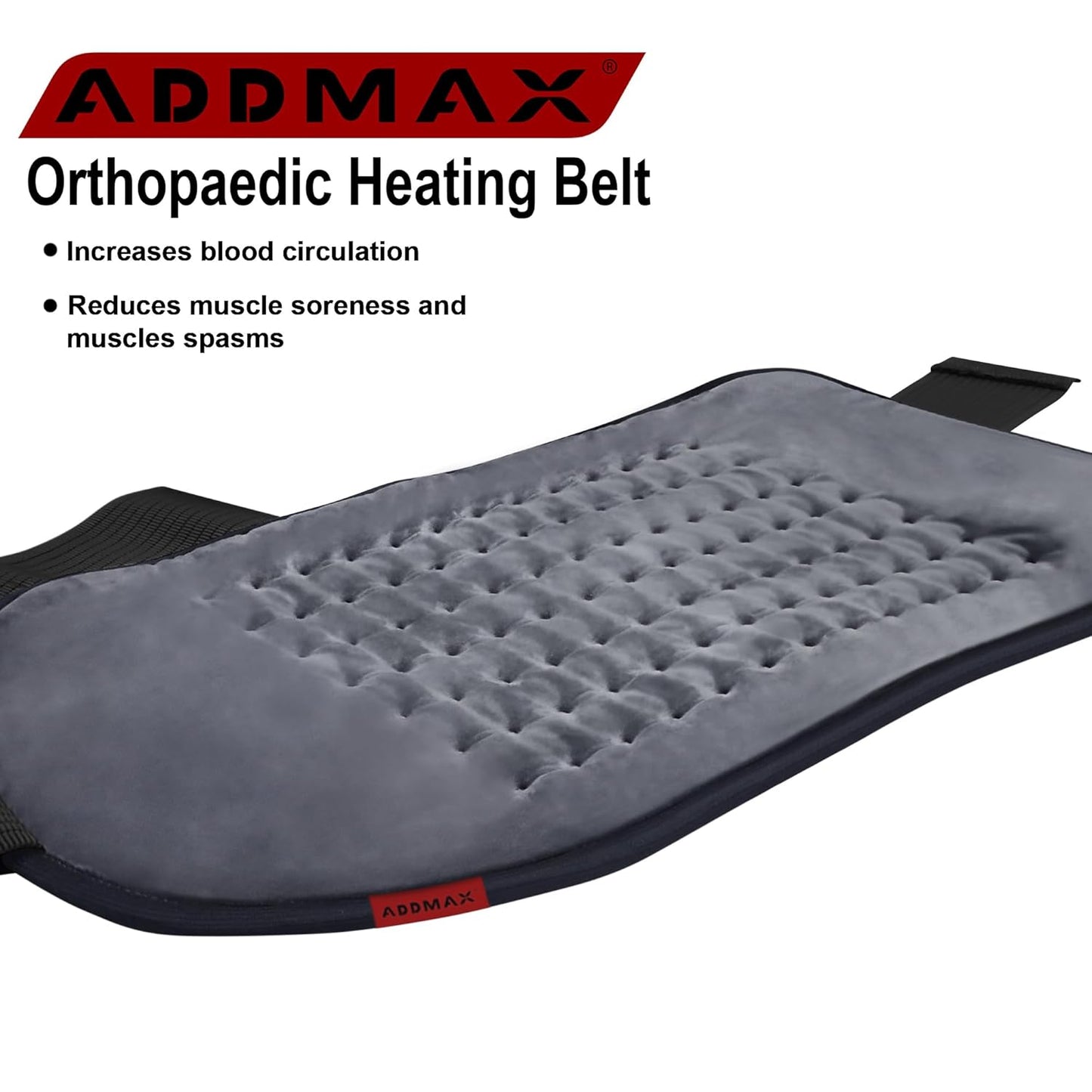ADDMAX Orthopaedic Electric Heating Belt Lower Back Heat Therapy with 3 Temperature Settings for Pain Relief (Dark Grey Large)