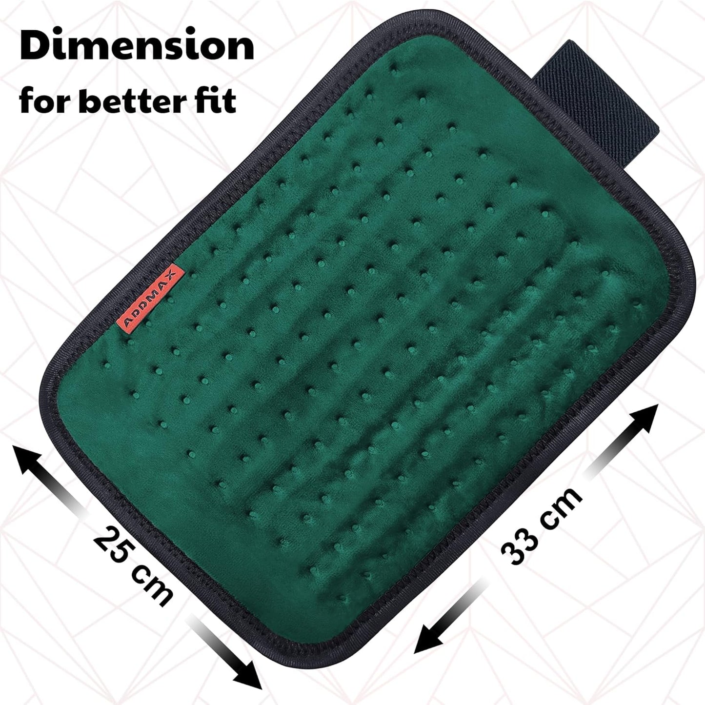 ADDMAX Electric Heating Pad - 3 Level Temperature Settings Heating Belt for Period Cramps (Dark Green) - Regular Size