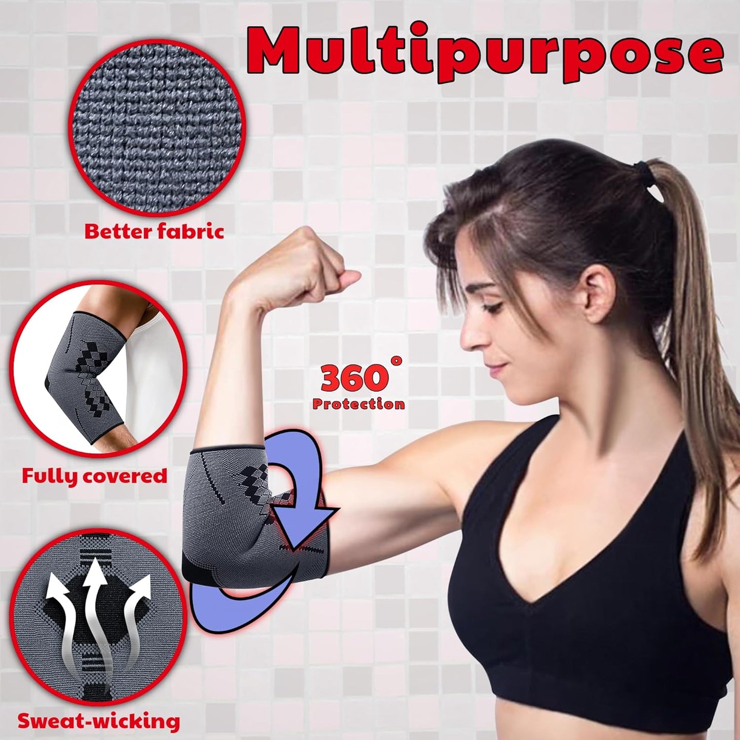 Addmax Elbow Sleeves - Elbow Support for Gym, Tennis , Golfers elbow compression sleeve - 1 Pair