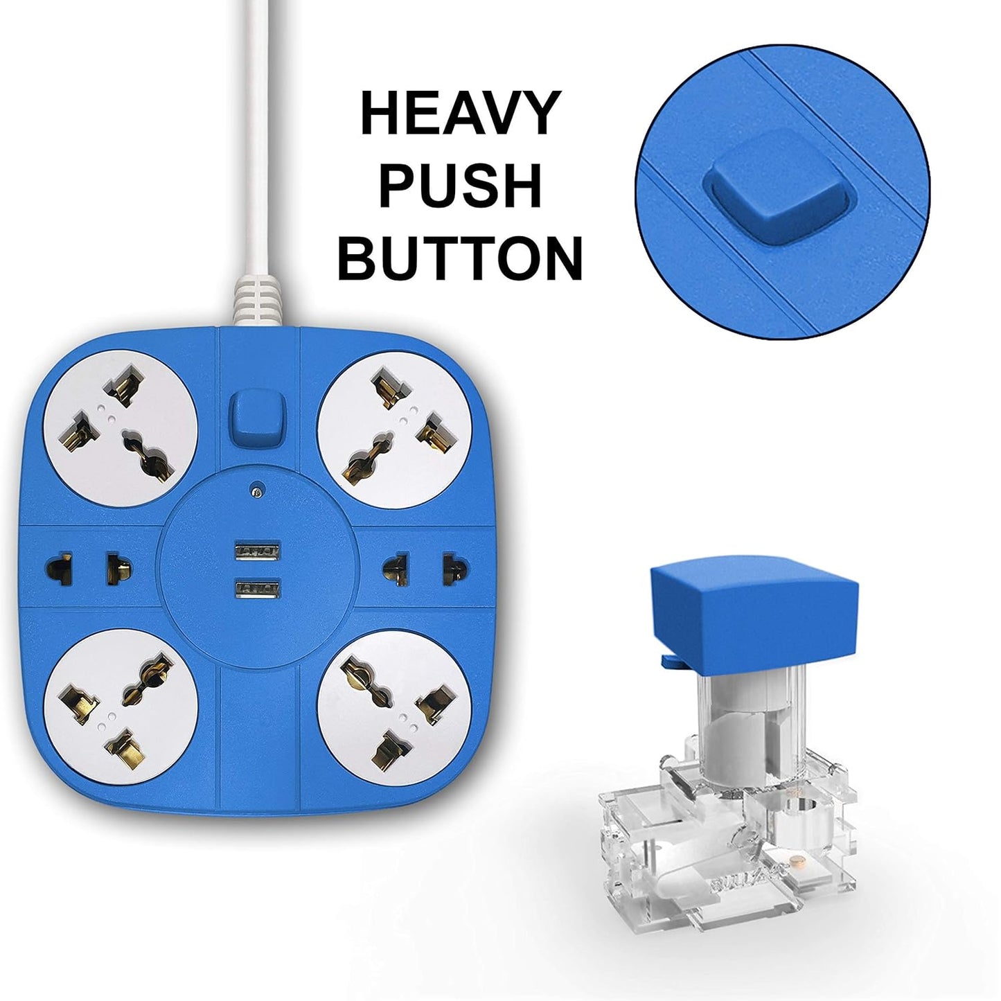 ADDMAX Extension Cord with USB Port – 10 Amp 220V-50/60Hz [6 Socket Outlet with 2 USB Port] [1.8 Meter Cord] Extension Board