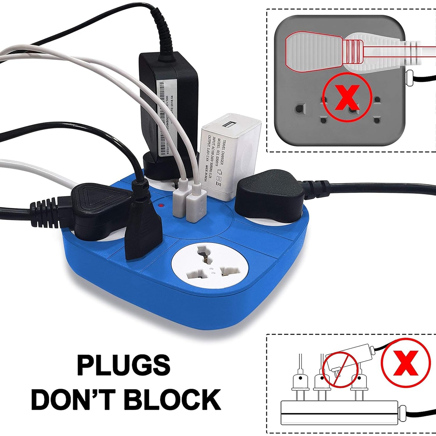 ADDMAX Extension Cord with USB Port – 10 Amp 220V-50/60Hz [6 Socket Outlet with 2 USB Port] [1.8 Meter Cord] Extension Board