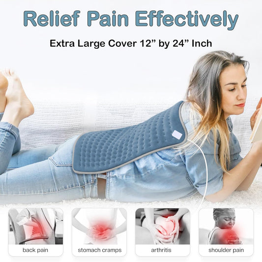 ADDMAX Heating Pad For Lower Back Pain & Period Cramps | XL Size | Analog Remote (Grey)