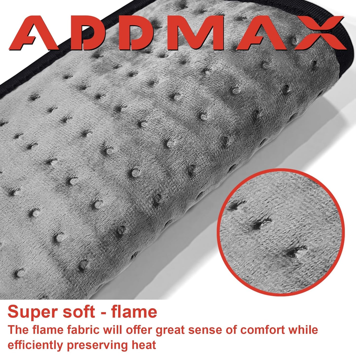 ADDMAX Electric Heating Pad - 3 Level Temperature Settings Heating Belt for Period Cramps (Dark Grey) - Regular Size