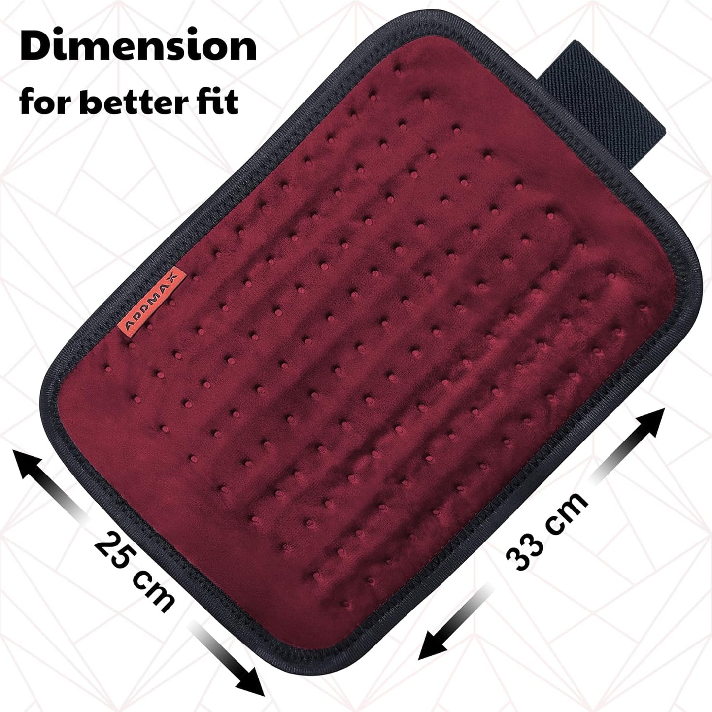 ADDMAX Electric Heating Pad - 3 Level Temperature Settings Heating Belt for Period Cramps (Wine) - Regular Size