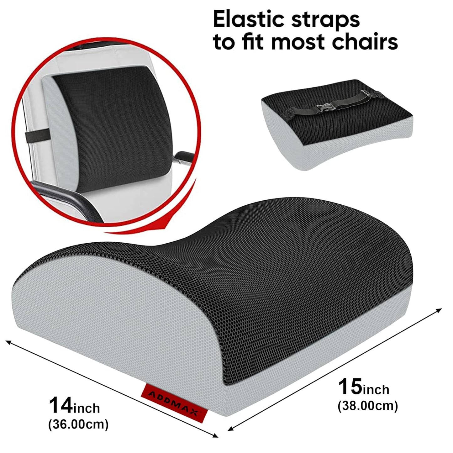 ADDMAX Orthopedic Back Rest Memory Foam Cushion Back Rest Support Pillow Lumbar Support