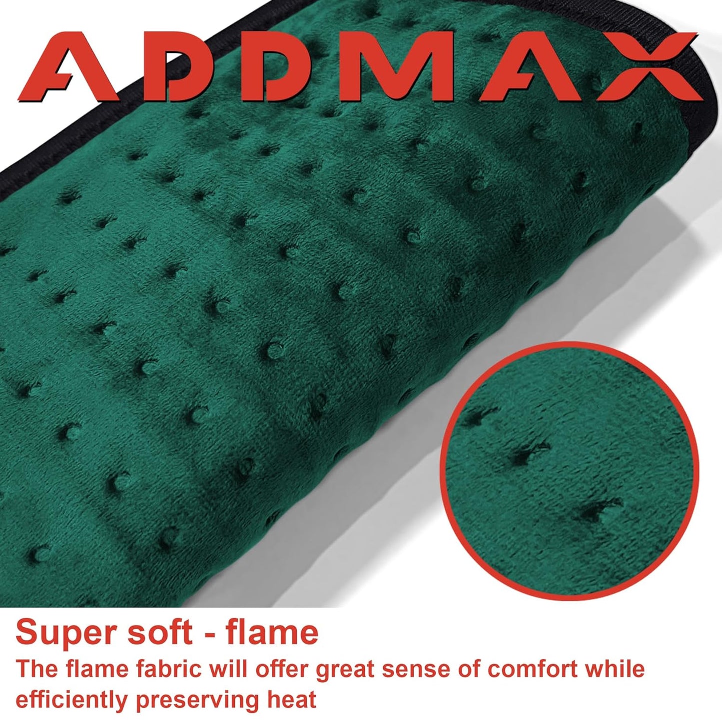 ADDMAX Electric Heating Pad - 3 Level Temperature Settings Heating Belt for Period Cramps (Dark Green) - Regular Size