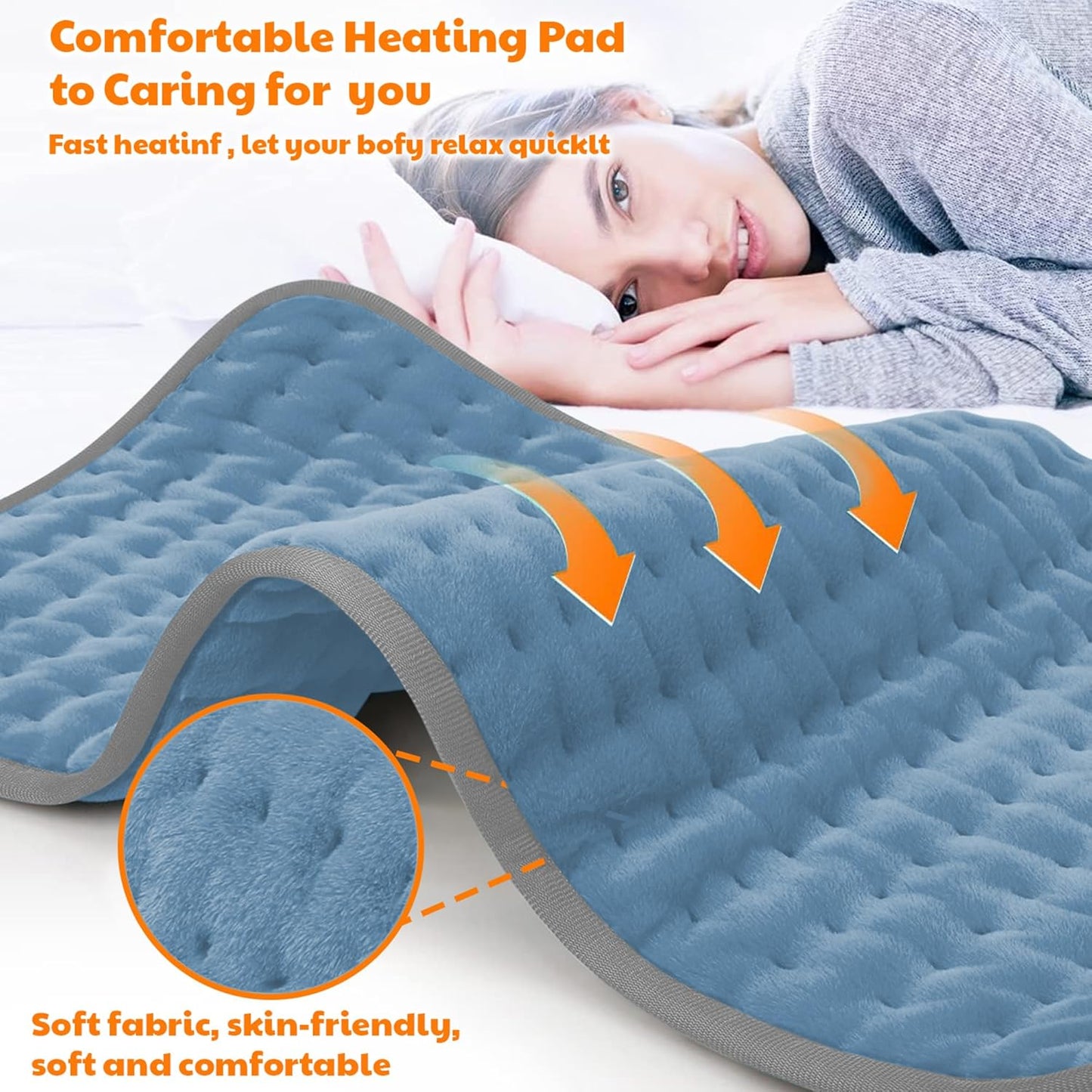 ADDMAX Heating Pad For Lower Back Pain & Period Cramps | XL Size | Analog Remote (Grey)